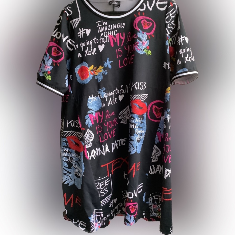 BYLYSE EUC scuba oversized graffiti tent dress